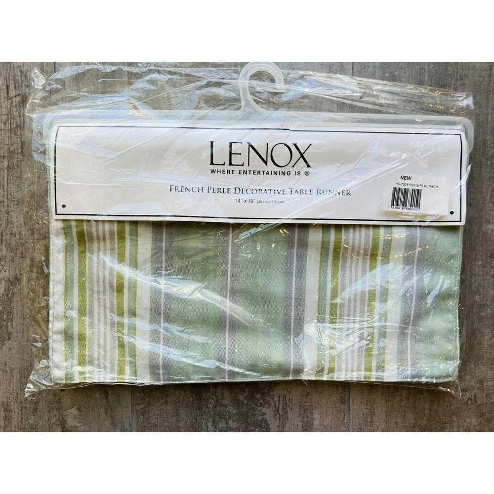LENOX Luxurious French Perle Stripe Collection Table Cloth Runner 14